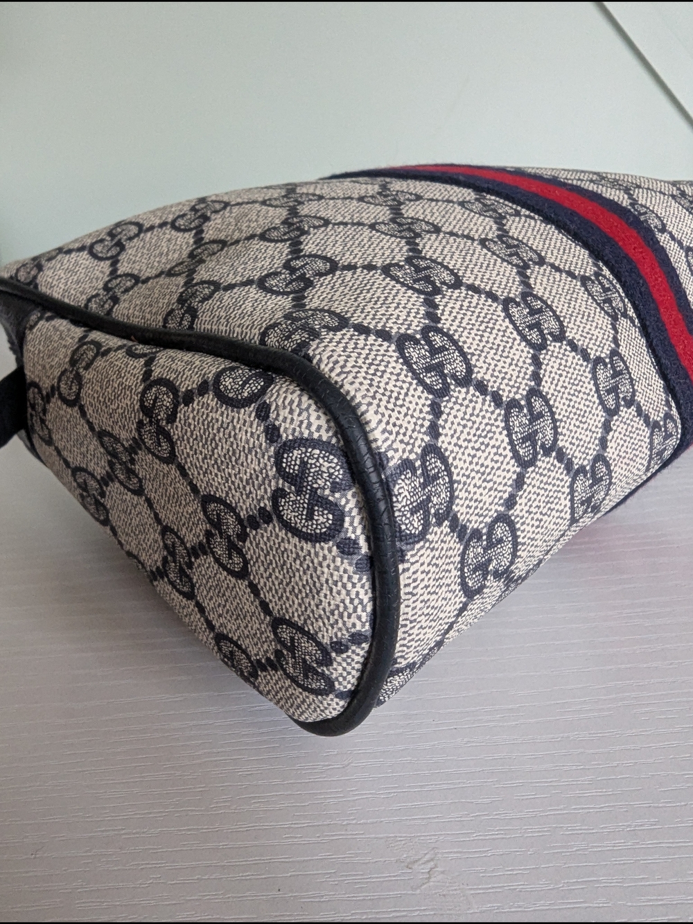 Gucci Ophidia GG Canvas Cosmetic Pouch in Navy/Red - Picture 10 of 15